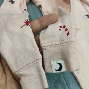 Beautiful Peach Christmas Themed RLE Sleepsuit