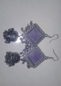 Oxidized Silver Tone Jhumka Earrings