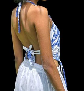 Blue Tie-Dye Halter Top