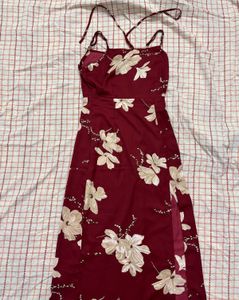 Floral Print Slit Midi Dress