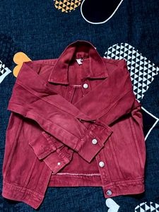 Burgundy Denim Jacket