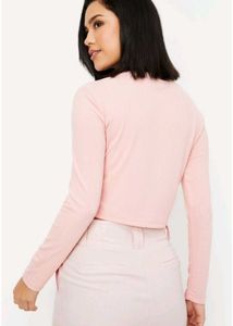 Pink Ribbed Long Sleeve Top