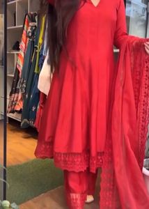 Maroon Anarkali Suit With Organza Dupatta