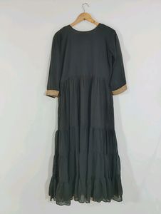 Black Embroidered Long Ethnic Dress ( Women)
