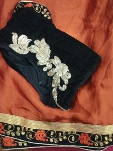 Embroidered Velvet Saree