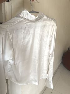 Zara White Satin Crop Top