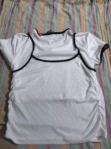 White T-shirt with Black Straps