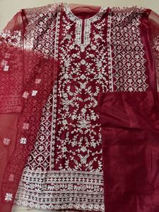 Red Semi Stitch Dress