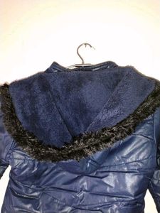 Blue Hooded Puffer Coat