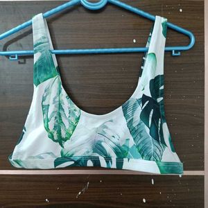 Tropical Leaf Print Bra