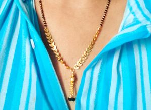 Leaf-Style Gold Plated Designer Mangalsutra