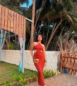 Chic Cutout Brown Dress