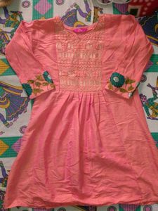 Coral Embroidered Tunic