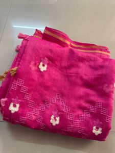 Pink Embroidered Saree