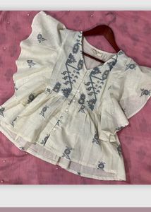 White Designed A-Line Top