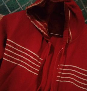 Girls Open Chain Sweater With Cap