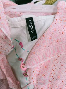 Pink Ruffle Sheer Top and Jeans