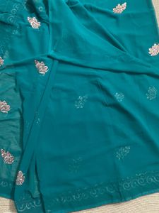 New Green Saree With Blouse