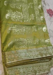 Pure Zari Silk Saree Mehendi Colour