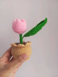 Handmade Crochet Tulip Flower Pot