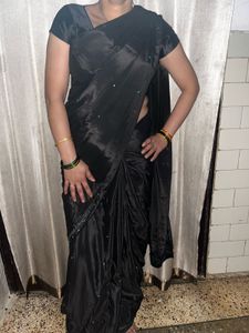 Elegant Black Embellished Saree