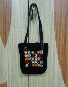 Floral Embroidered  crochet 🧶 Handbag