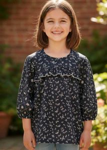 Cute Girl's Floral Print Top