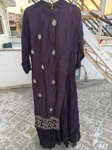 Hand Work Dark Purple Color Ethnic Gown
