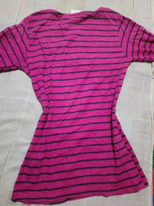 Pink Striped Button-Up Top