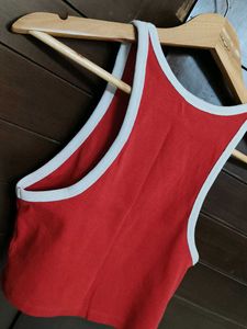 Zara Women Rib Contrast Binding RacerNeck Vest Top