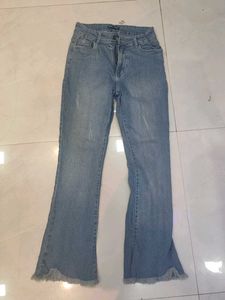 Fringe Hem Flare Jeans