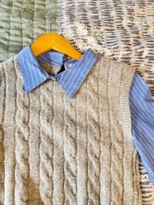 ZARA Sweater With Stitched Vest