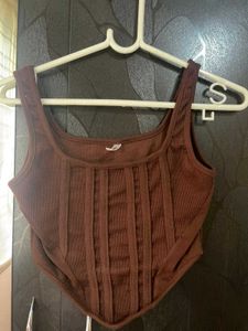 Brown Corset Tank Top