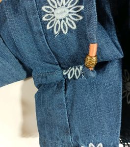 Navy Blue Embroidered Casaul Shorts (Women)