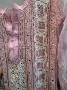 Pure Chikankari Kurta With Pearl Embroidery