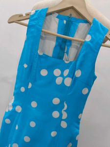 Blue Polka Dot Ruffle Dress