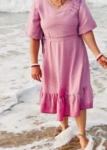 Nude Casual Midi Dress