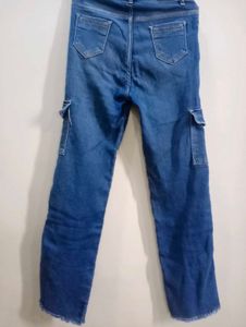 Blue Denim Cargo Jeans
