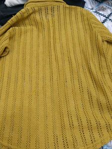 Mustard Knit Button-Down Top