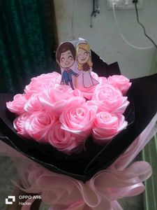Pink Rose Bouquet with Couple Topper