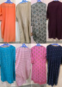 Set Of 8 Kurtis With 3 Freebies.