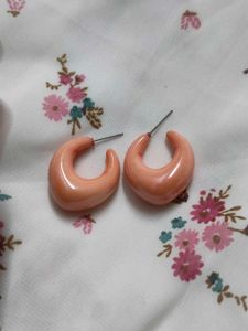 Cute Rose Gold Pink Hoop Fancy Earrings