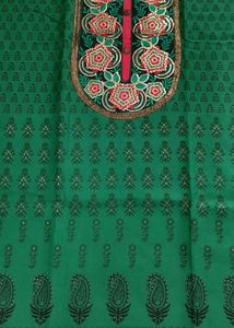 Unstitched Cotton Suit Set With Chiffon Dupatta