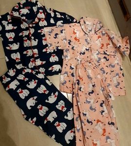 Unicorn Pajama Set and Panda Night Dress For 1/2 Y