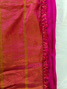 Elegant Pink Silk Saree with Gold Zari