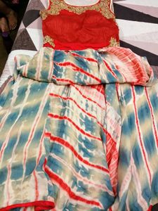 Red & Blue Tie-Dye Dress
