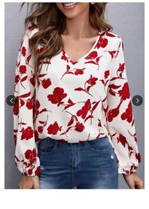 Stylish Floral Printed V-Neck Womens Top