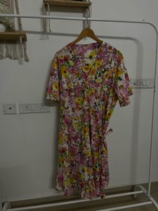 Multi Floral Wrap Cotton Dress (PLUS SIZE)