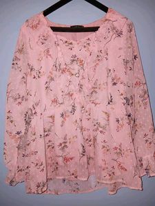 Pink Floral Chiffon Party Wear Top