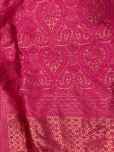 Pink Banarasi Silk Saree with Blouse